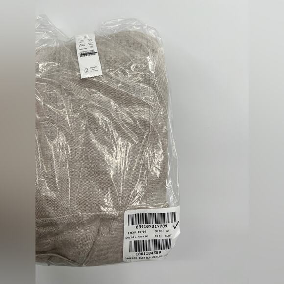 J Crew Cropped bustier peplum top in heavyweight linen - Picture 2 of 4